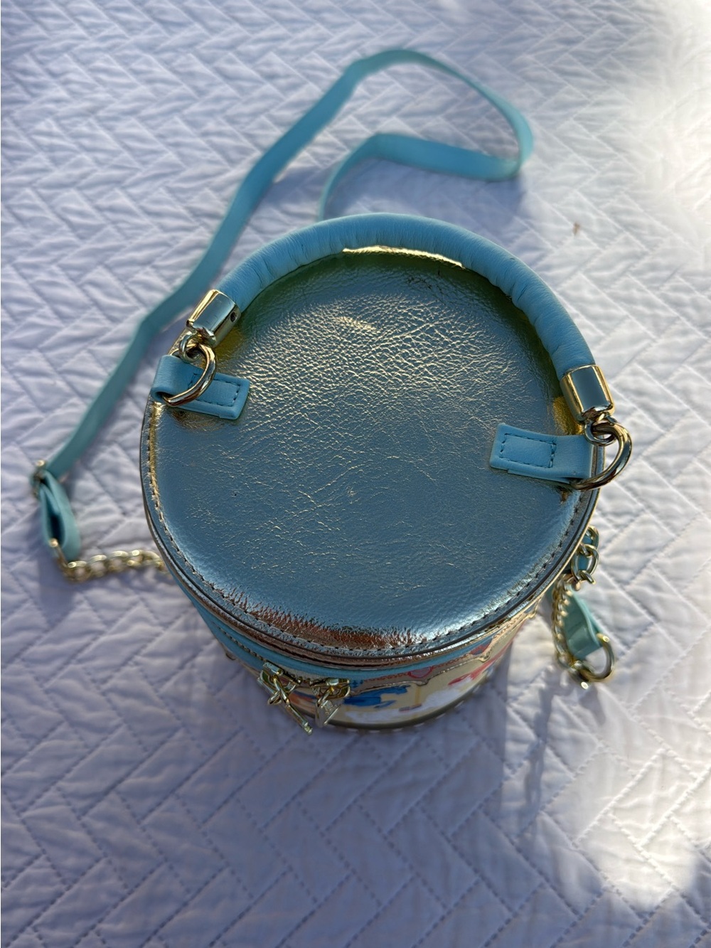 Loungefly Carousel Horse Round Crossbody Bag - Teal Trim with Gold Hardware - Picture 2 of 4
